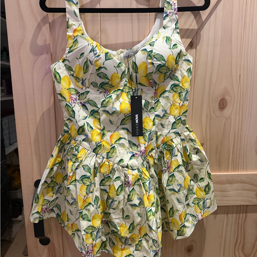 NWT Fashion Nova lemon dress with built-in shorts for modesty - Picture 3 of 8